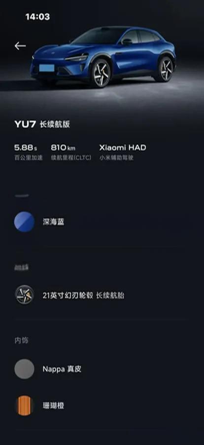2025 Xiaomi YU7 BEV 96.3KWH image 15